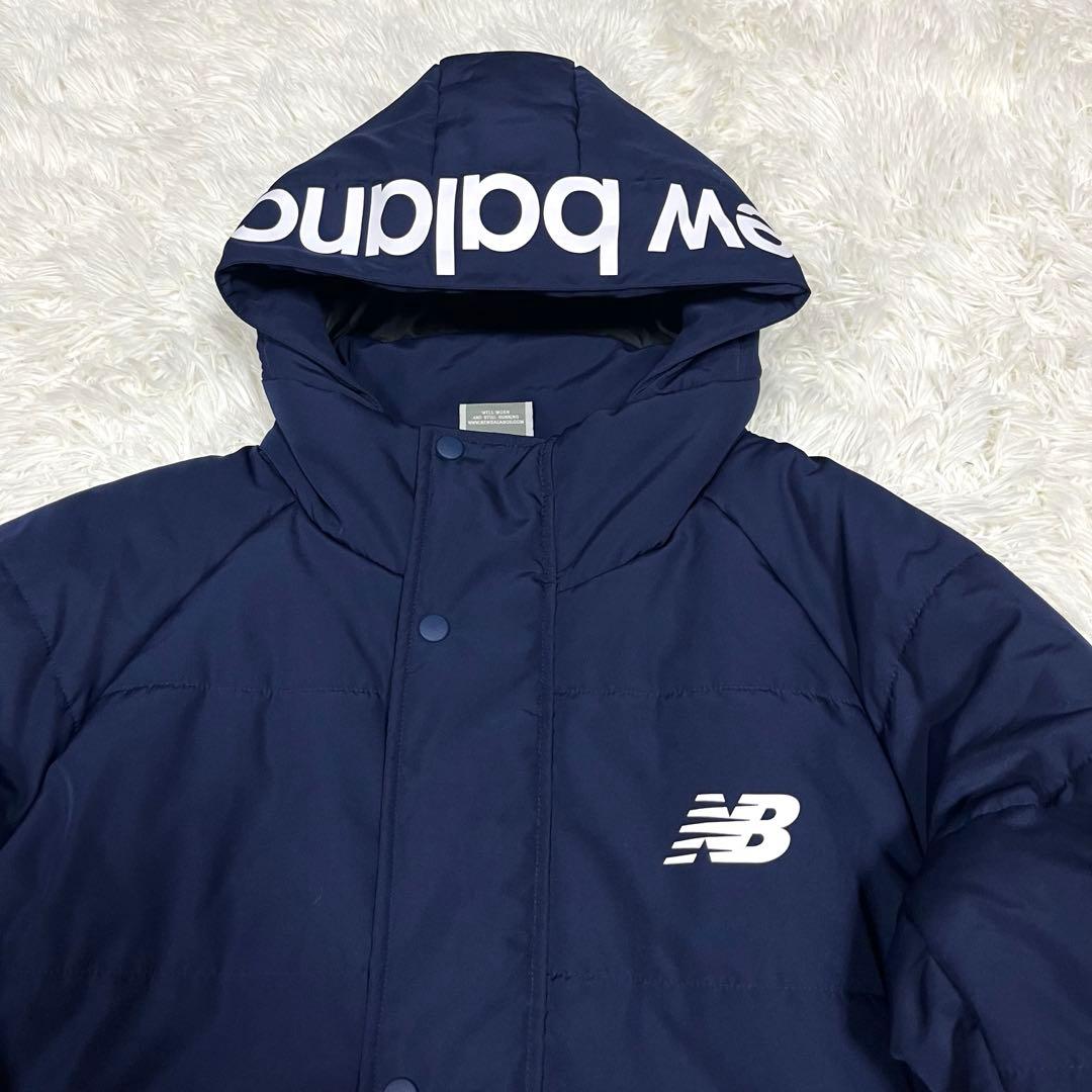 美品✨ニューバランス フード付きロングベンチコート中綿ネイビー 大きいサイズXL