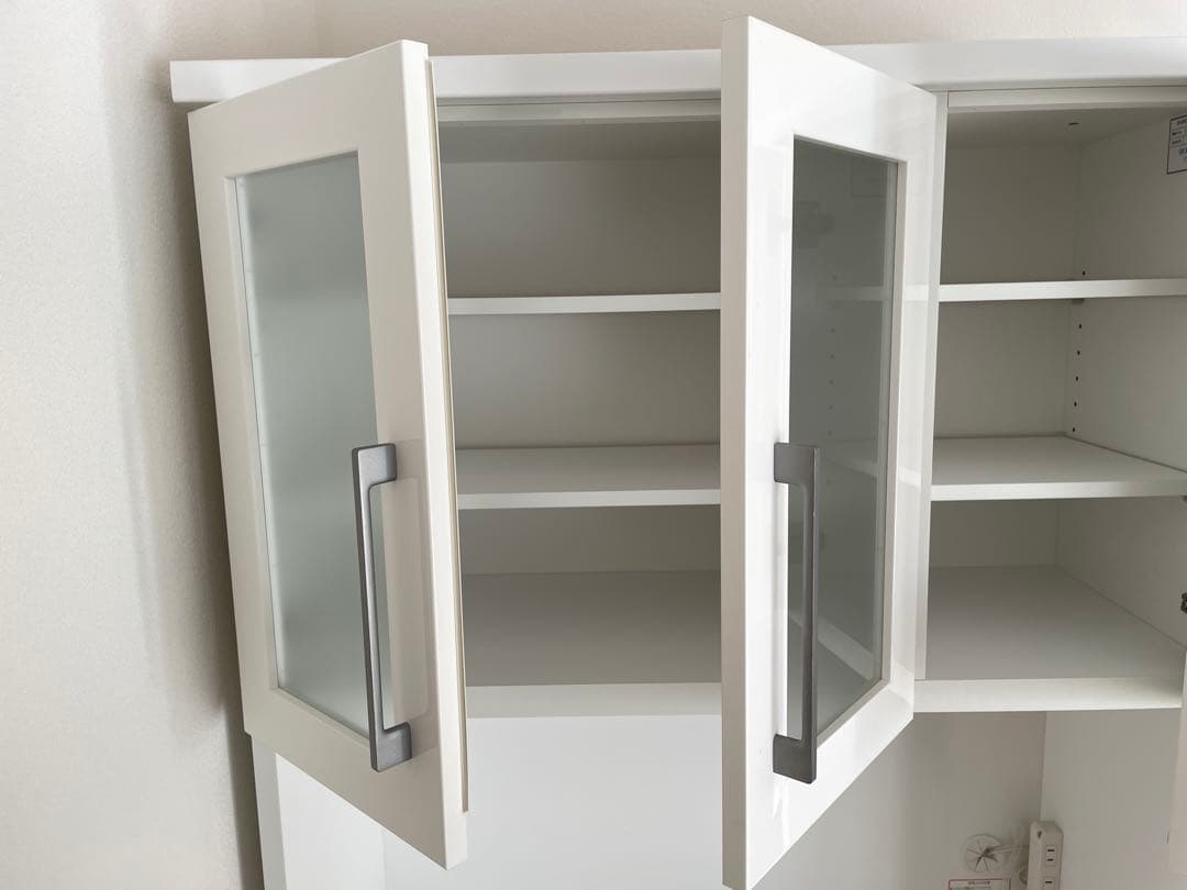 【送料込】ニトリ 食器棚 幅90 レジューム　ホワイト