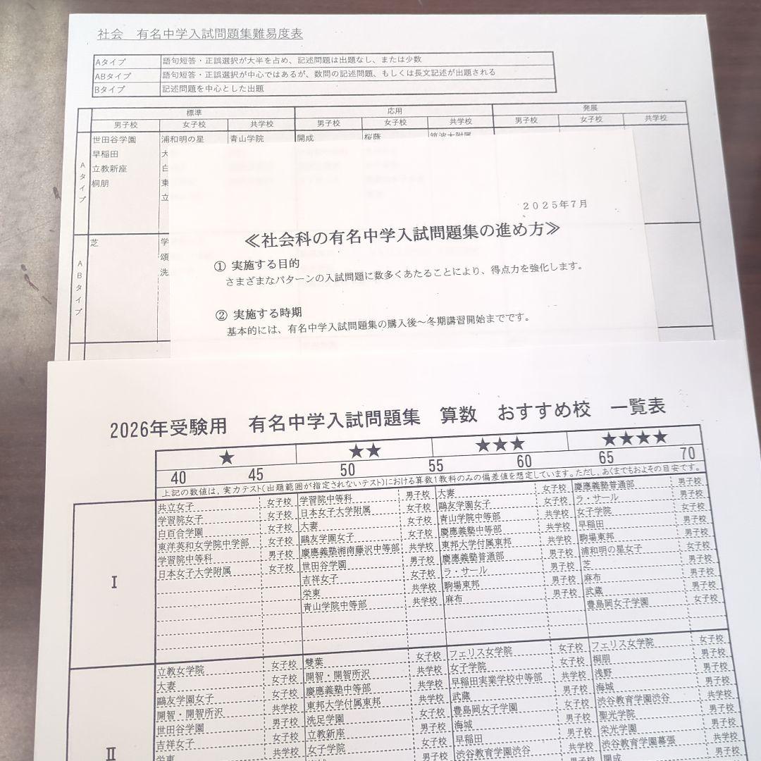 有名中学入試問題集 2026【おまけつき】