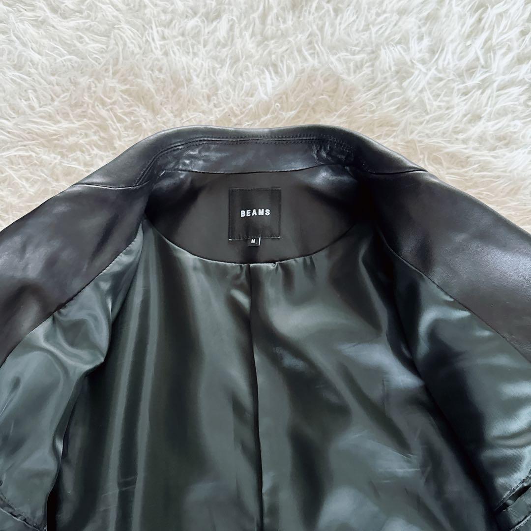 【BEAMS】ダブルライダース レザー ジャケット ブラック 羊革 Mサイズ