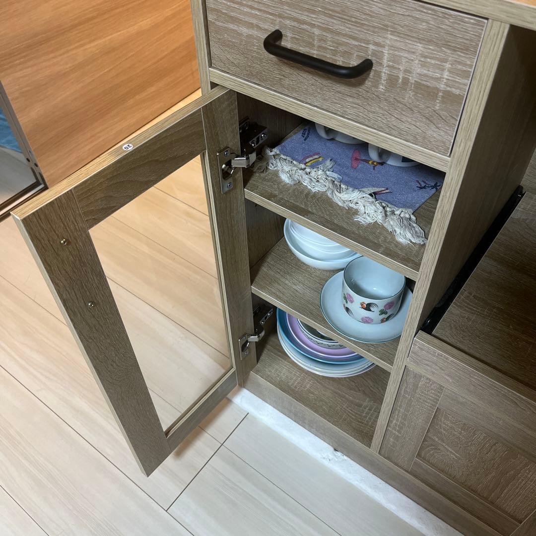 食器棚 収納棚 レンジ台 キッチン収納 ２口コンセント　組み立済 状態綺麗！