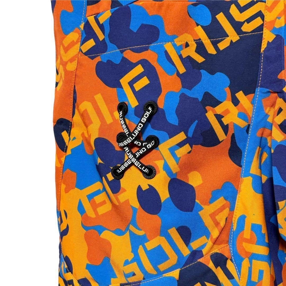 新品 ラッセルノ ゴルフ メッシュ ポケット ショーツ オレンジ カモ 2XL