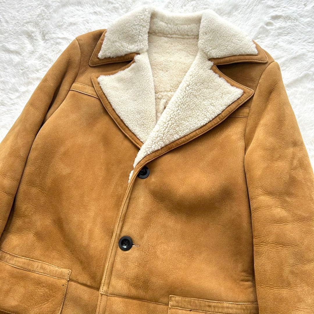 【美品】JOSEPH ジョゼフ ラムレザー ムートンコート メンズ46 ブラウン