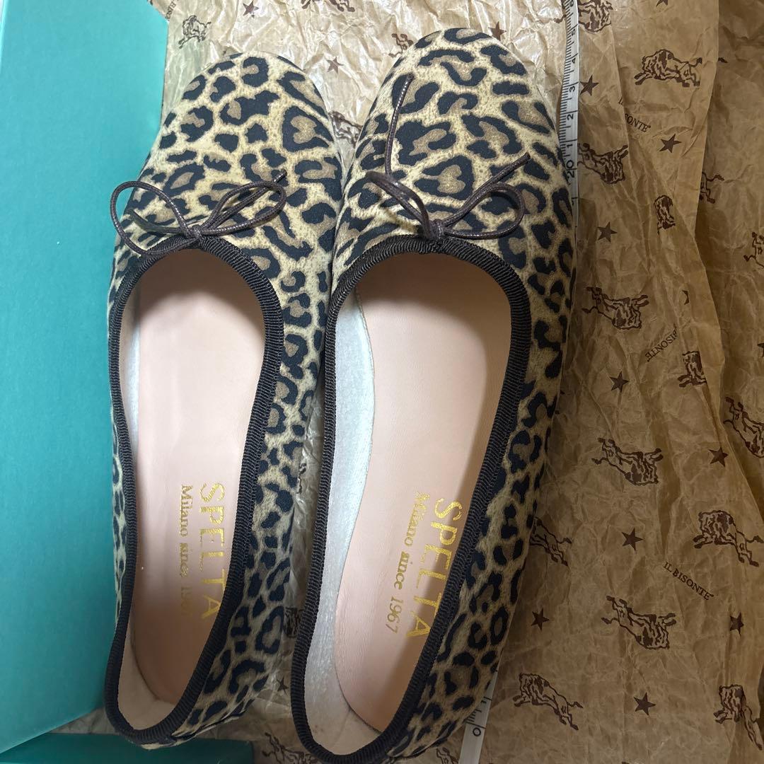【SPELTA】レオパード バレエシューズ 37 1/2