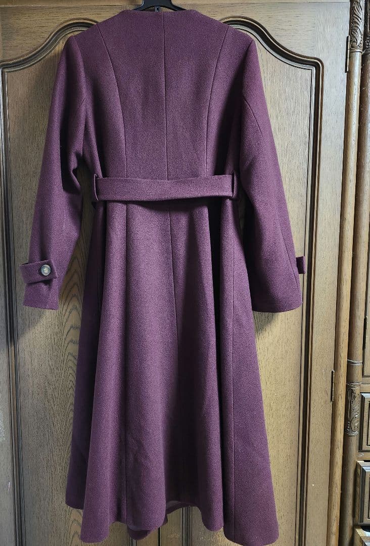 新品 Noela 2way ケープウールコート ロングコート M ボルドー