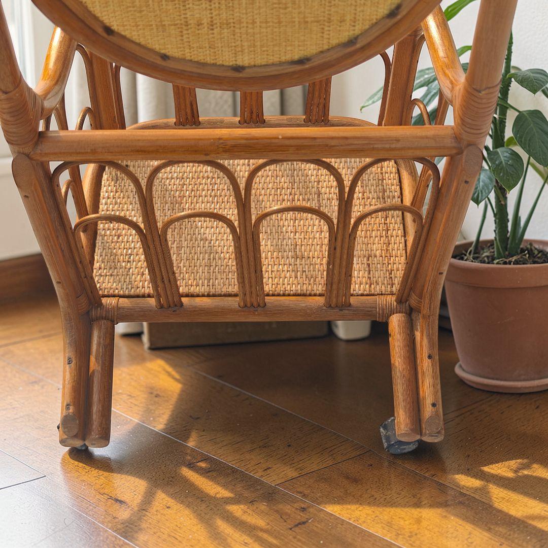 ラタン 姿見 籐家具 昭和レトロ アンティークラタン ミラースタンド