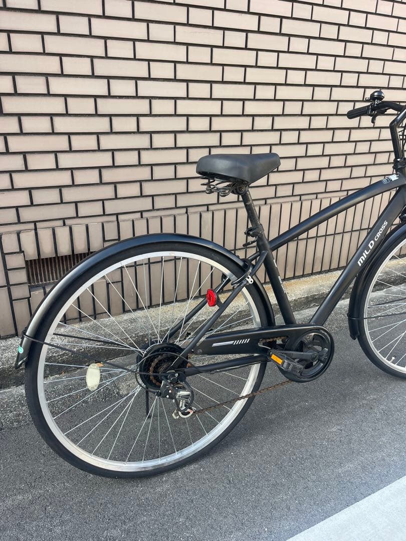 丸石サイクル クロスバイク 27インチ ブラック 前かご付き