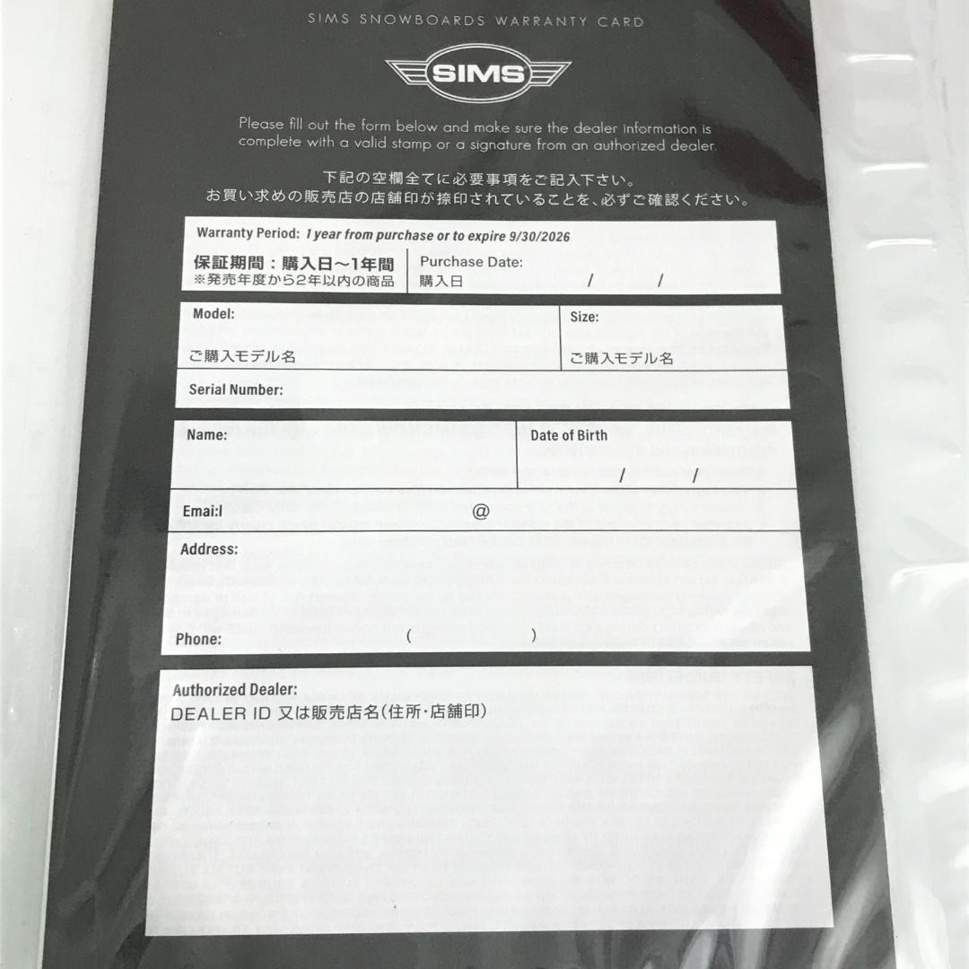 新品未使用■SIMS THE DAY 148cm メンズ スノーボード