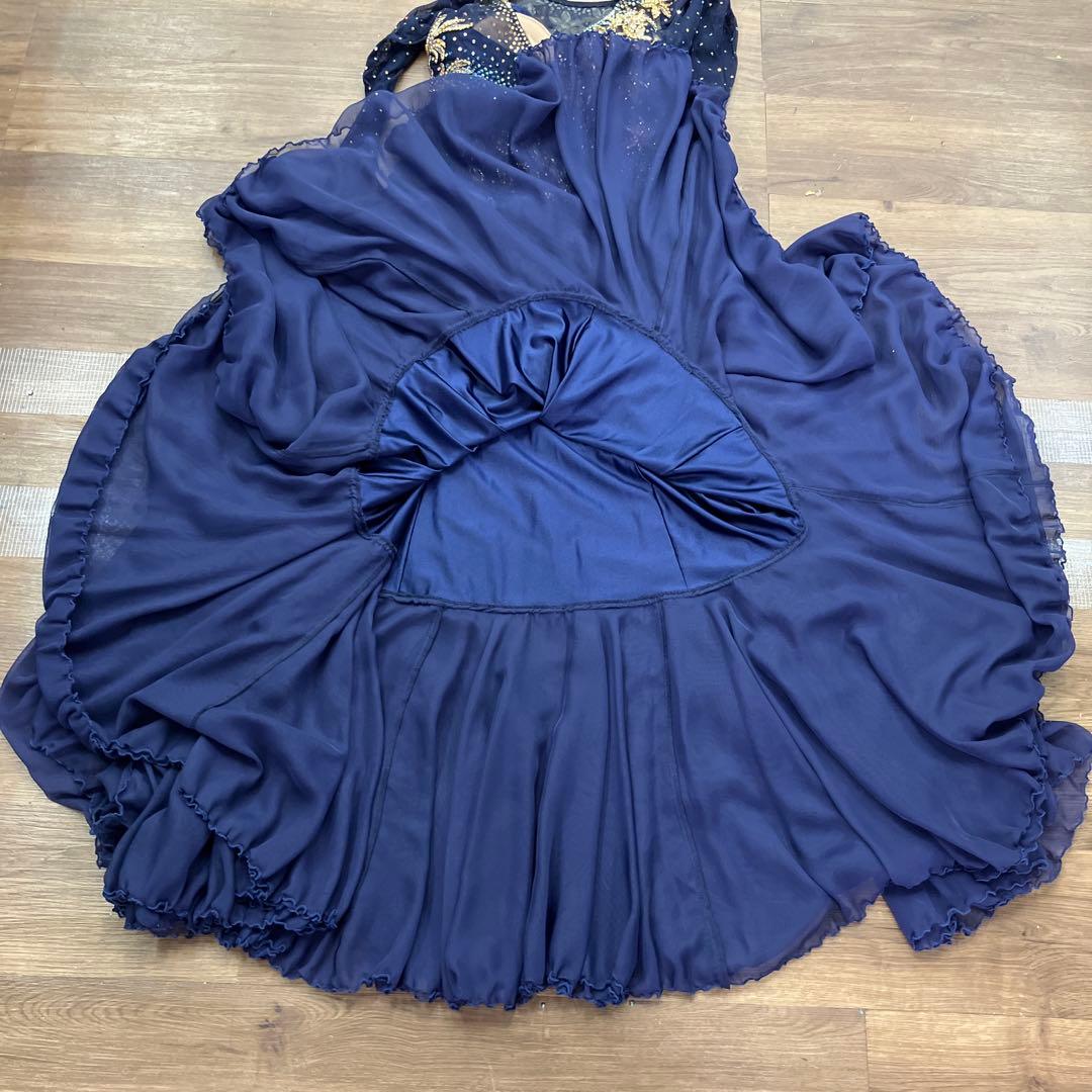 3.4 社交ダンス 競技ダンス ドレス モダン スタンダード ネイビー ゴールド