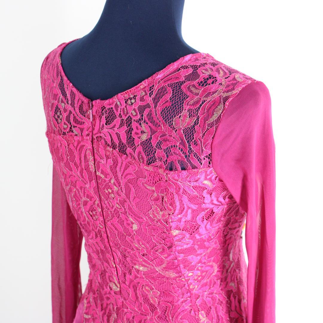 【美品 社交ダンス衣装】ワンピース ドレス レース フロート ゴージャス 豪華