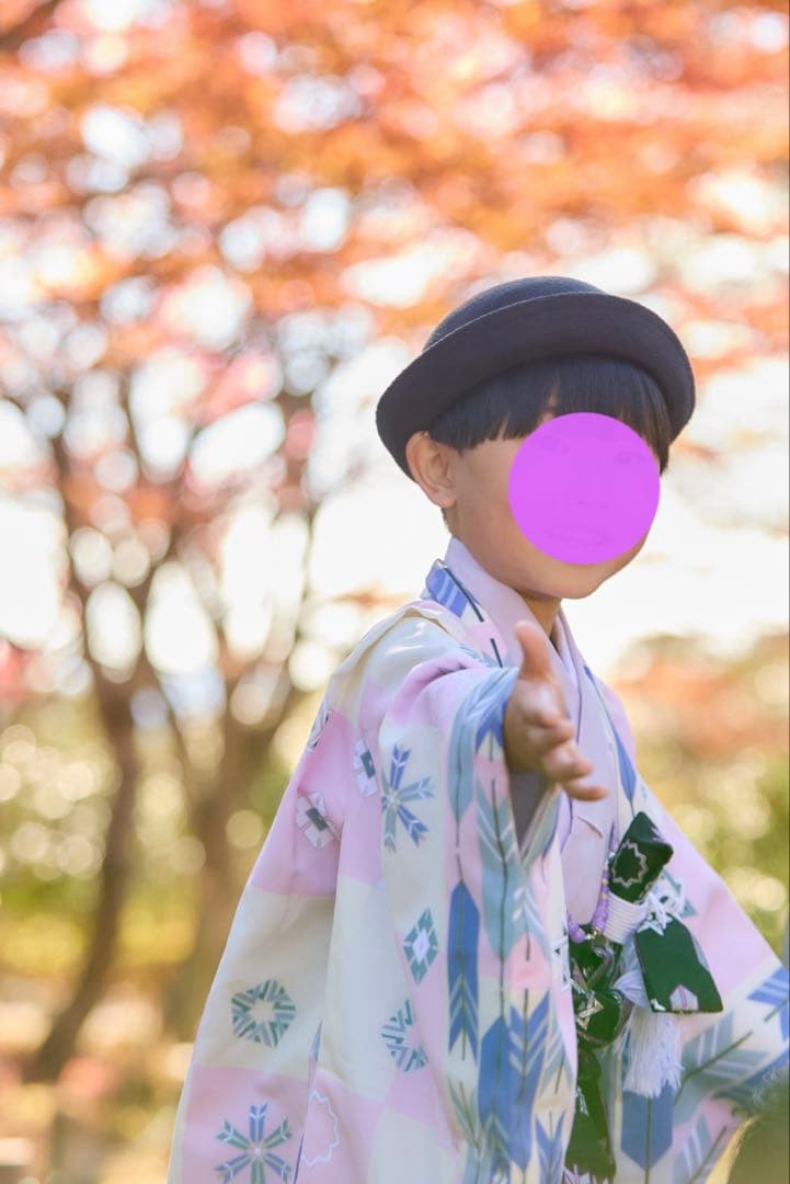 【クリーニング済】七五三 5歳 フルセット 式部浪漫 大正ロマンハット・羽織紐付