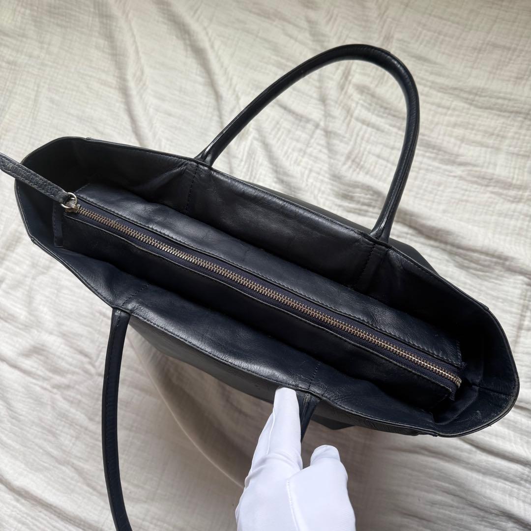 ユナイテッドアローズ/A4 PC収納可能/レザートートバッグ ネイビー ビジネス