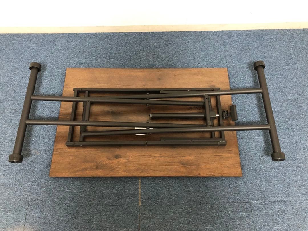 ヴィンテージ風ガス圧昇降式テーブルT8-GST90BR 美品リフティングテーブル