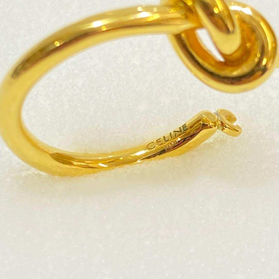 CELINE セリーヌ ノット スモールフープ ピアス 片耳 ゴールド