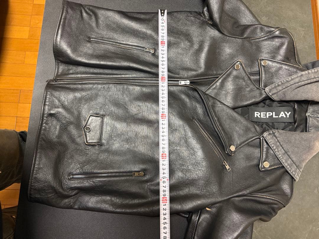 FORESTHILLSフード付きラムレザーダブルライダースジャケットXL