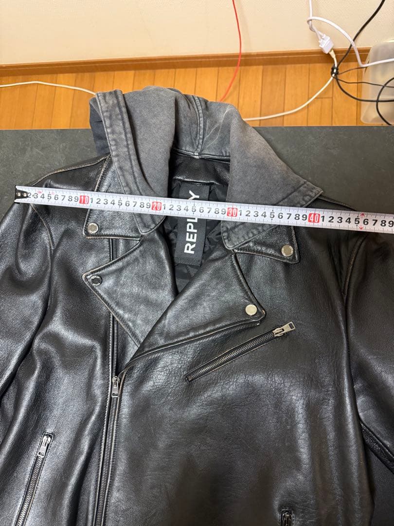 FORESTHILLSフード付きラムレザーダブルライダースジャケットXL