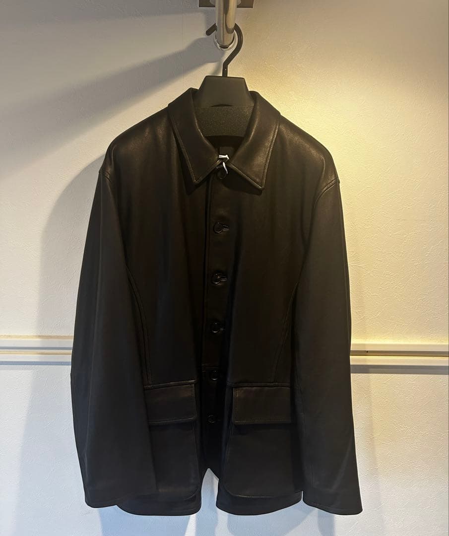 ジャケット・アウター AURALEE TEXTURED LAMB LEATHER BLOUSON