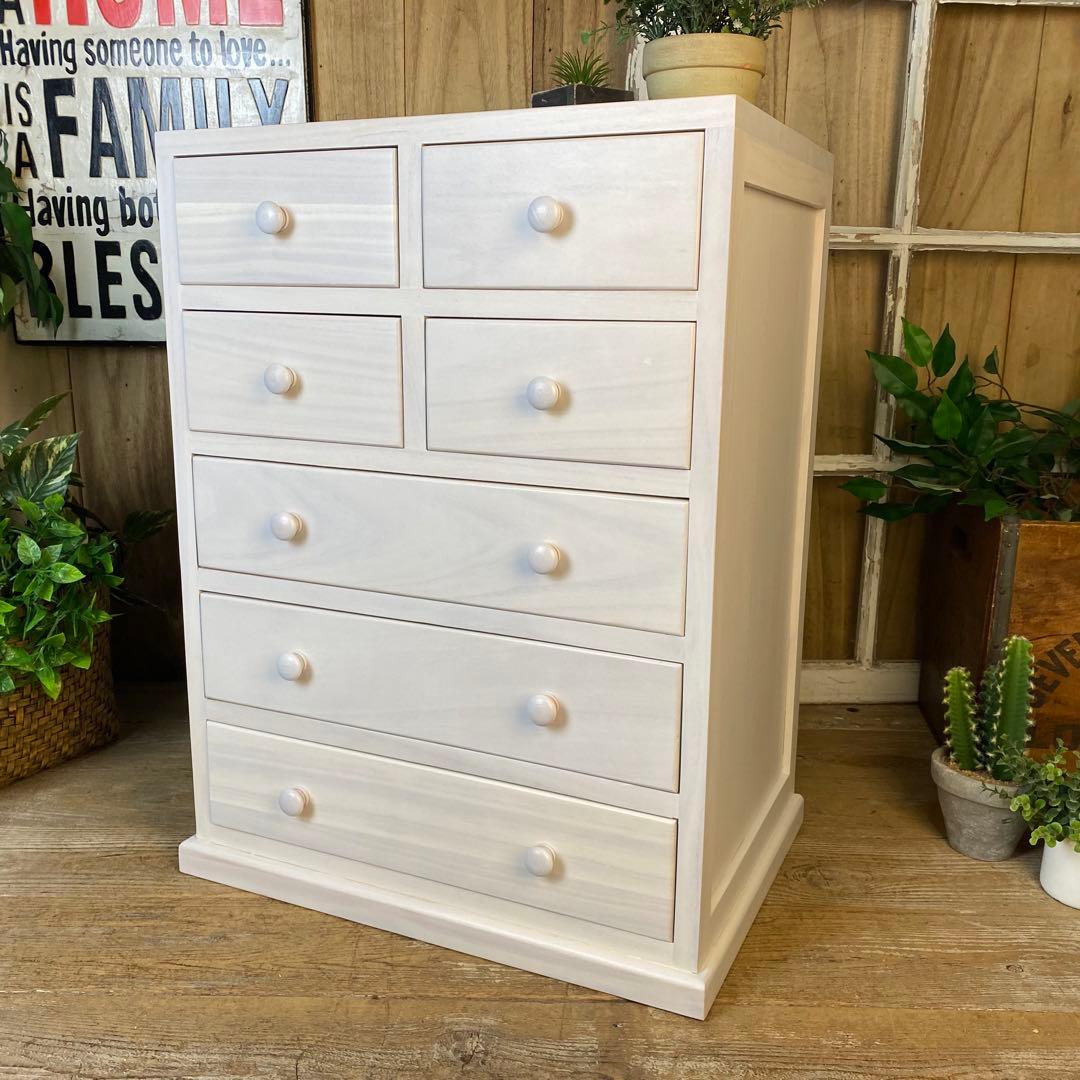 訳あり品！【133】木製多引き出し桐チェストタンスDホワイト48㎝×65㎝収納