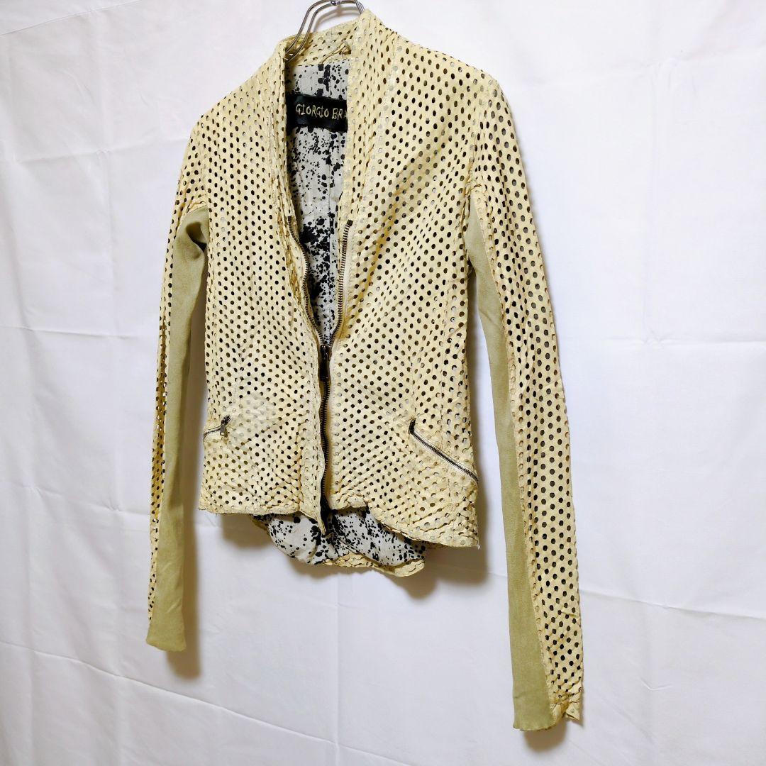✦【イタリア製】GIORGIO BRATO パンチング羊革 タイトジャケット