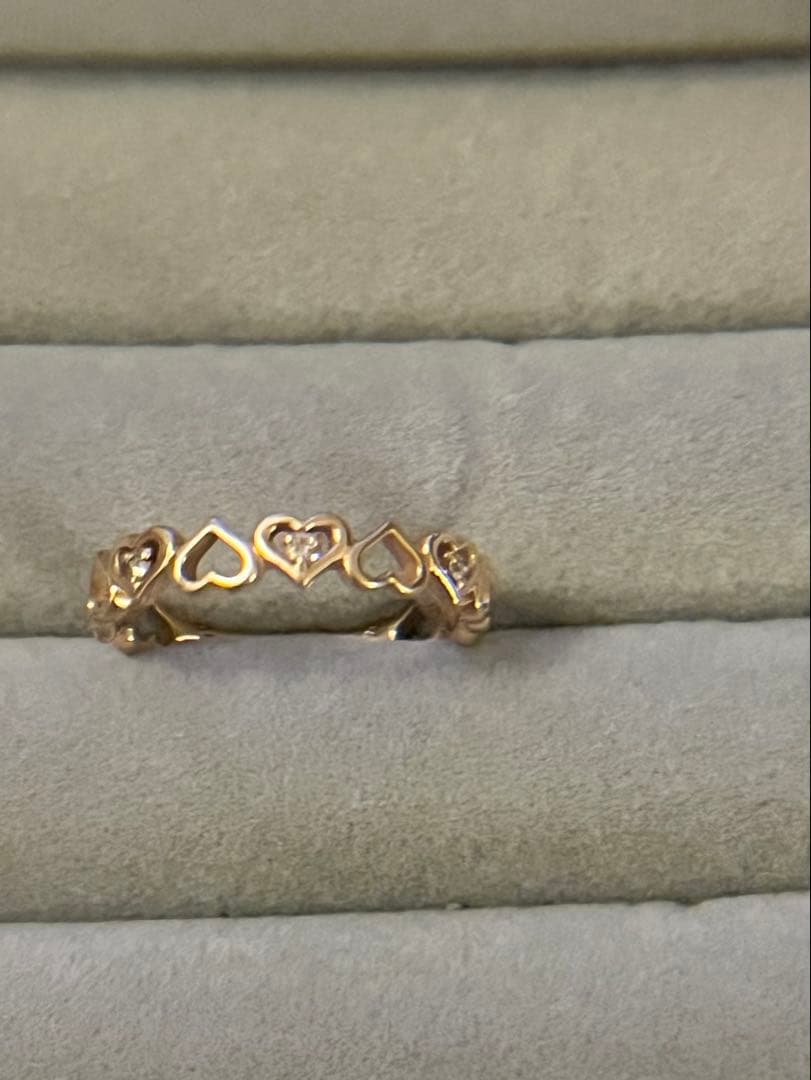 最終k10PGダイヤモンドハート透かしリング