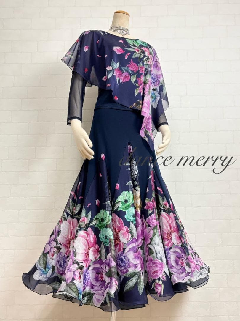 ＊新品　豪華　社交ダンス　ツーピース　紺　ピンク　紫　セットアップ　2040