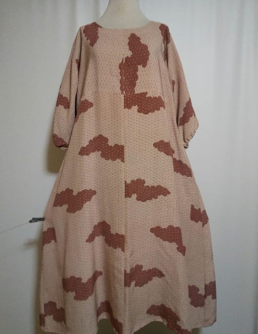 着物リメイク／ドルマン袖／シンプルワンピース★サイズL～LL