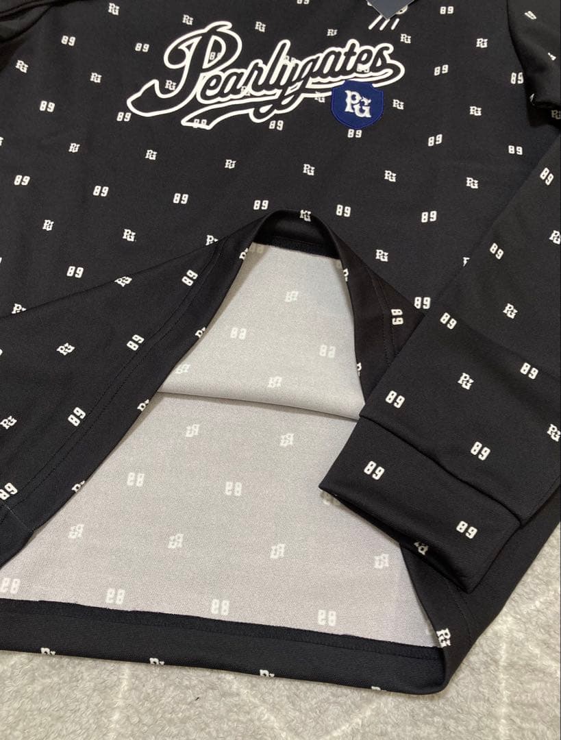 新品 パーリーゲイツ 鹿の子ダンボールゼブラ長袖ハイネックカットソー(4)M/紺