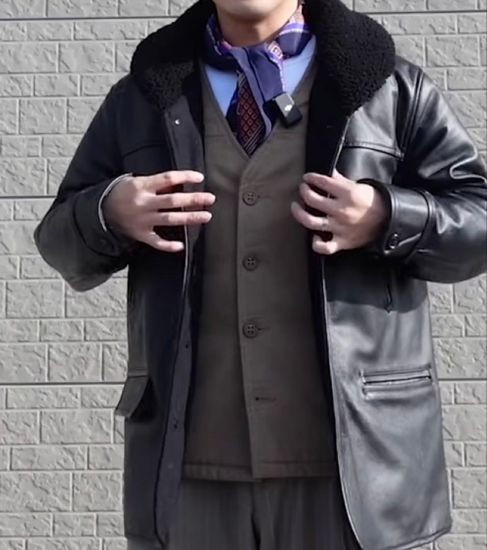 UNCHANGING LOVE [アンチェンジングラブ]レザーカーコート XL