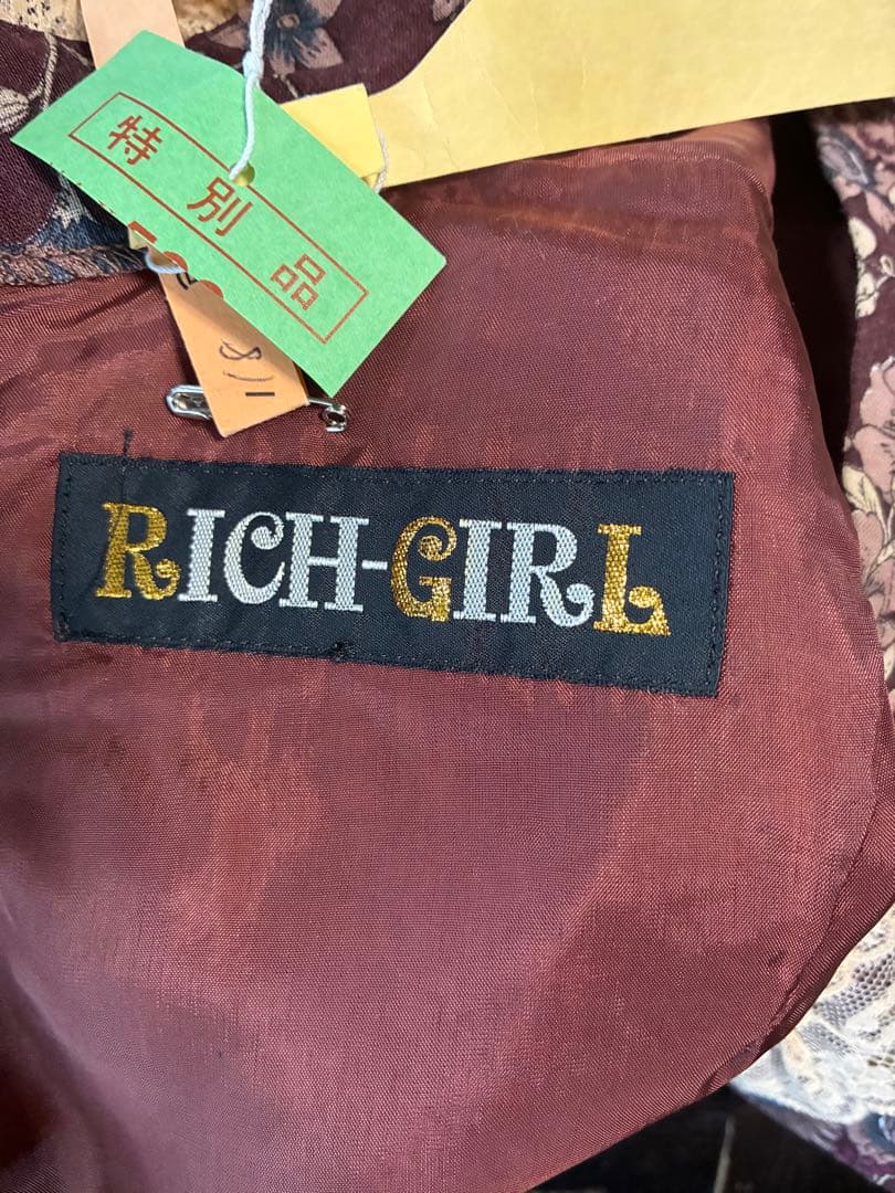 70s〜80s ロマンチック 花柄レース ロングワンピース RICH GIRL