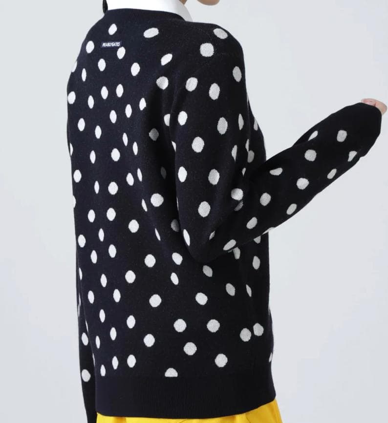 パーリーゲイツ　14Gダブルジャガードカシミヤ混クルーネックニット サイズ0