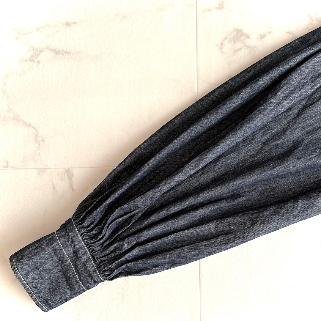 美品✨MACHATT デニムリボンブラウス インディゴ