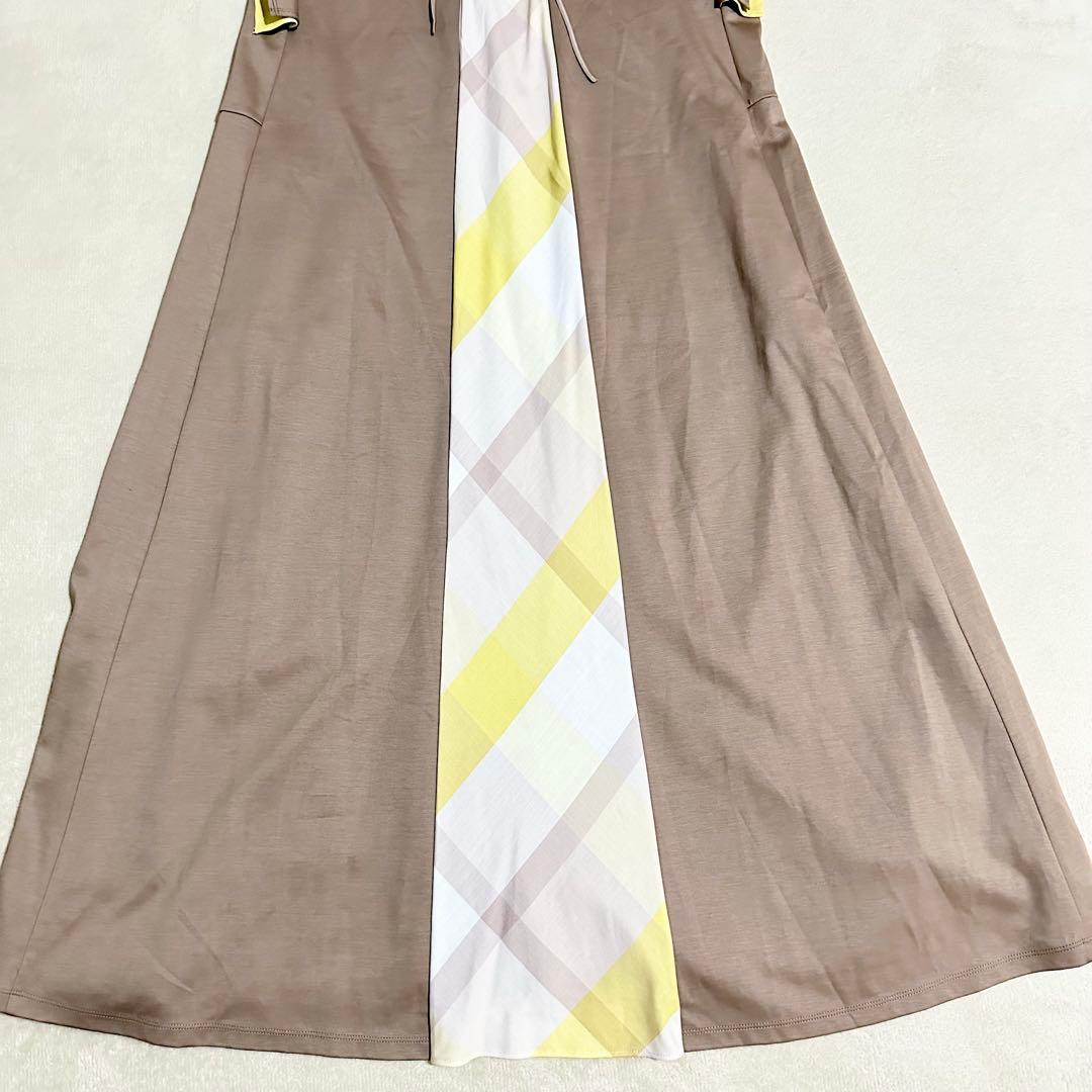 極美品 ブルーレーベルクレストブリッジ 半袖 ロングワンピース CB ベージュ