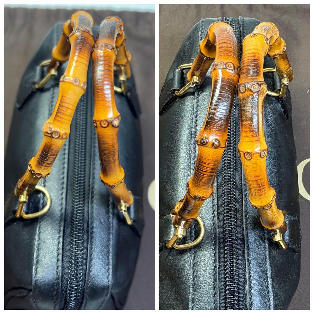 美品　グッチ バンブー 2WAY ミニ ボストンバッグ ヴィンテージ 黒　極小