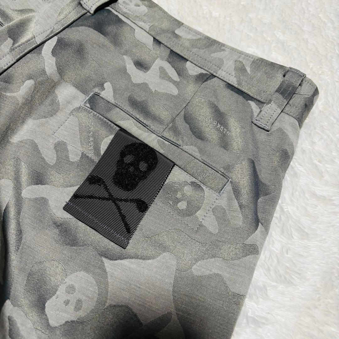 美品 マークアンドロナ パンツ グレー カモフラ 迷彩 スカル ストレッチ L