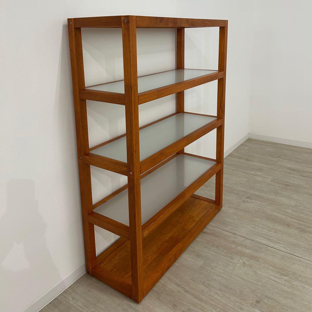 展示品☆木製ディスプレイラック オープンラック ガラス棚 北欧風 陳列棚棚 什器