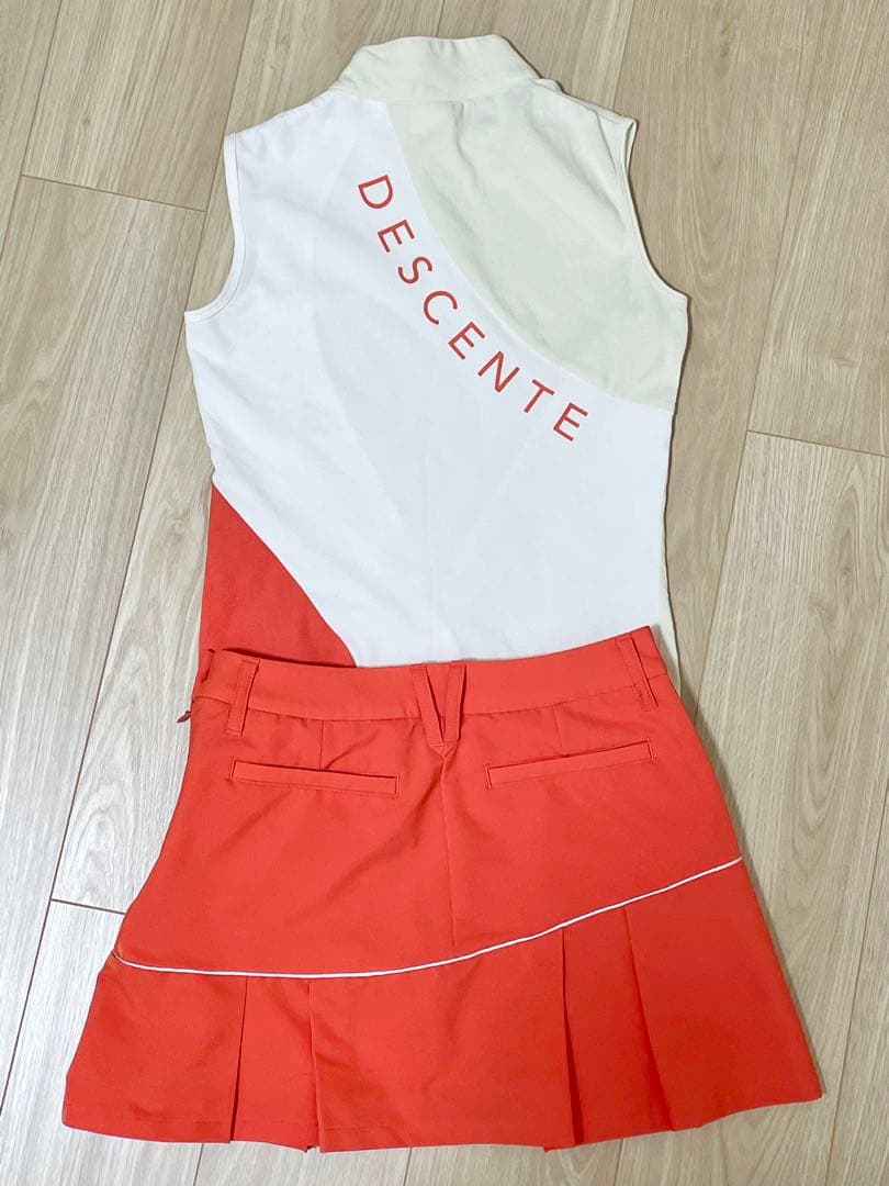 ◾︎デサントゴルフ　上下セット スカート モックネック ノースリーブ S