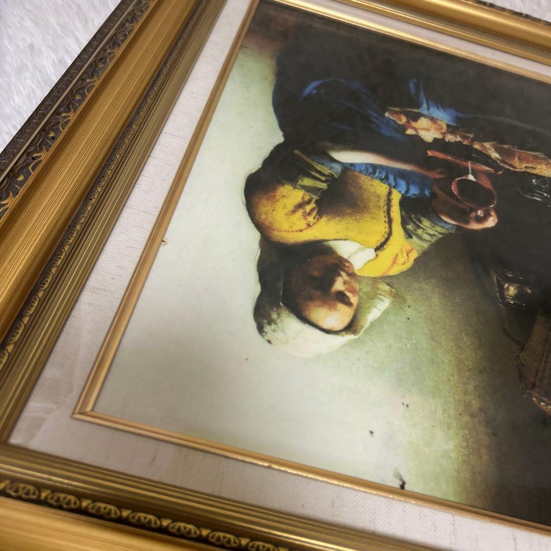 フェルメール　「牛乳を注ぐ女」 立体複製画　額縁付き