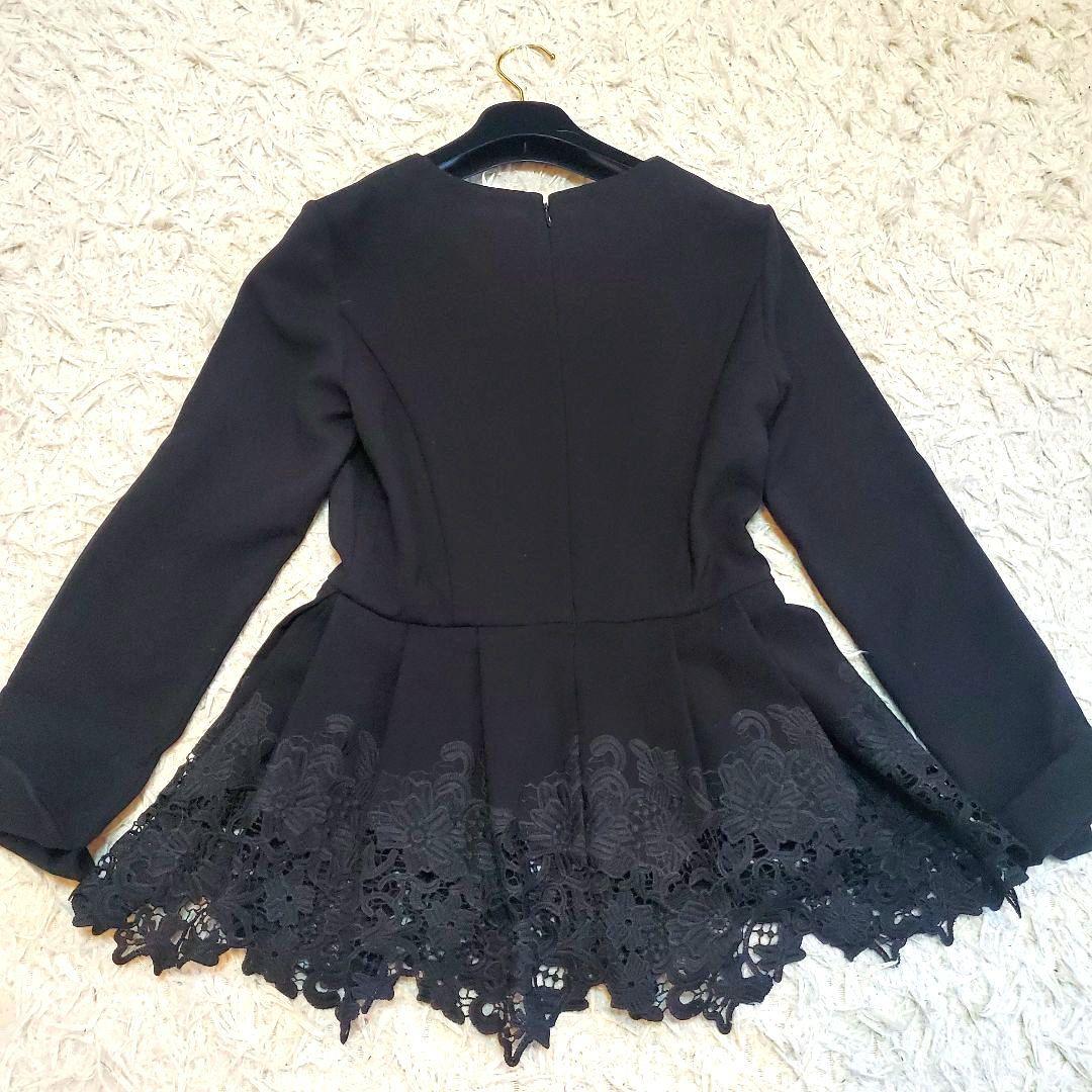 美品 JENNE ジェンヌ ペプラムレース ブラウス 無地 シンプル ブラック