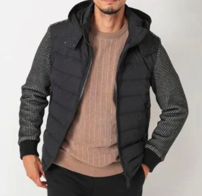 3万ゴルフ テットオム ハイブリッドブルゾン ダウン切り替え ニット ジャケット