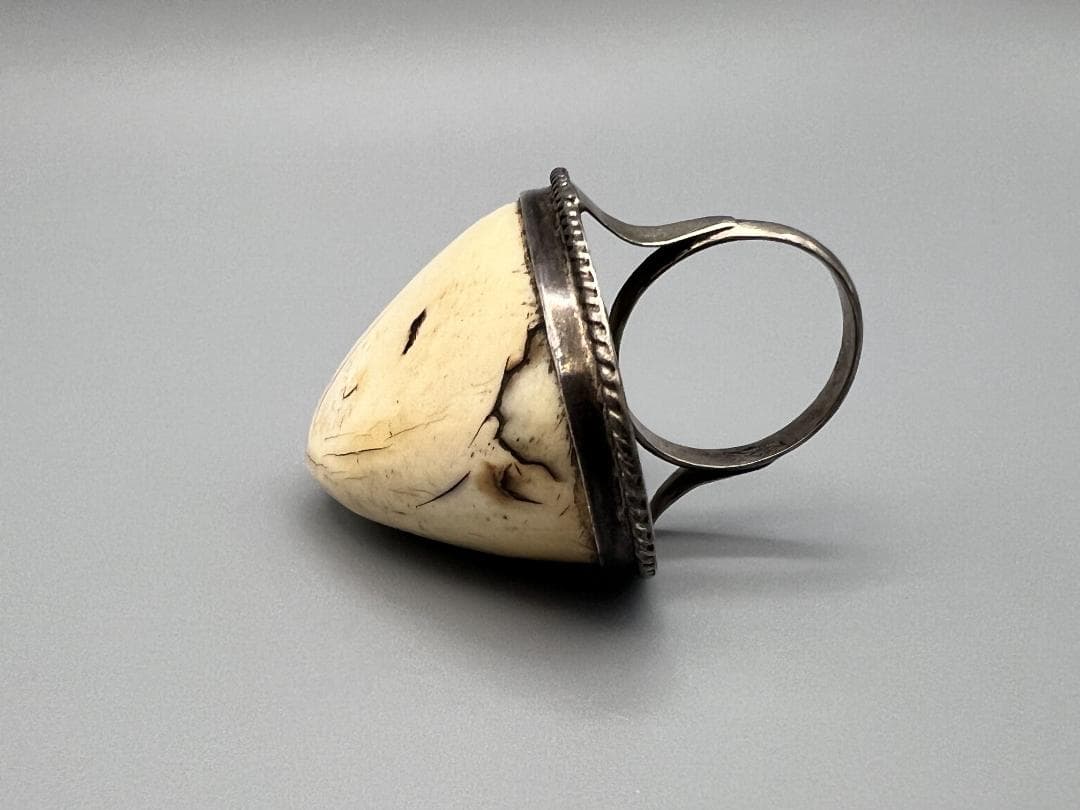 侘助◎　銀製　リング　マンモス　指輪　レディース　15号　重量約25g