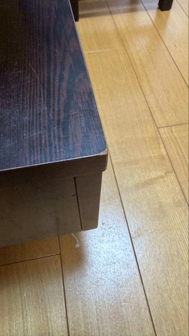 ガラステーブル ガラス天板 ダークブラウン 引き出しつきローテーブル