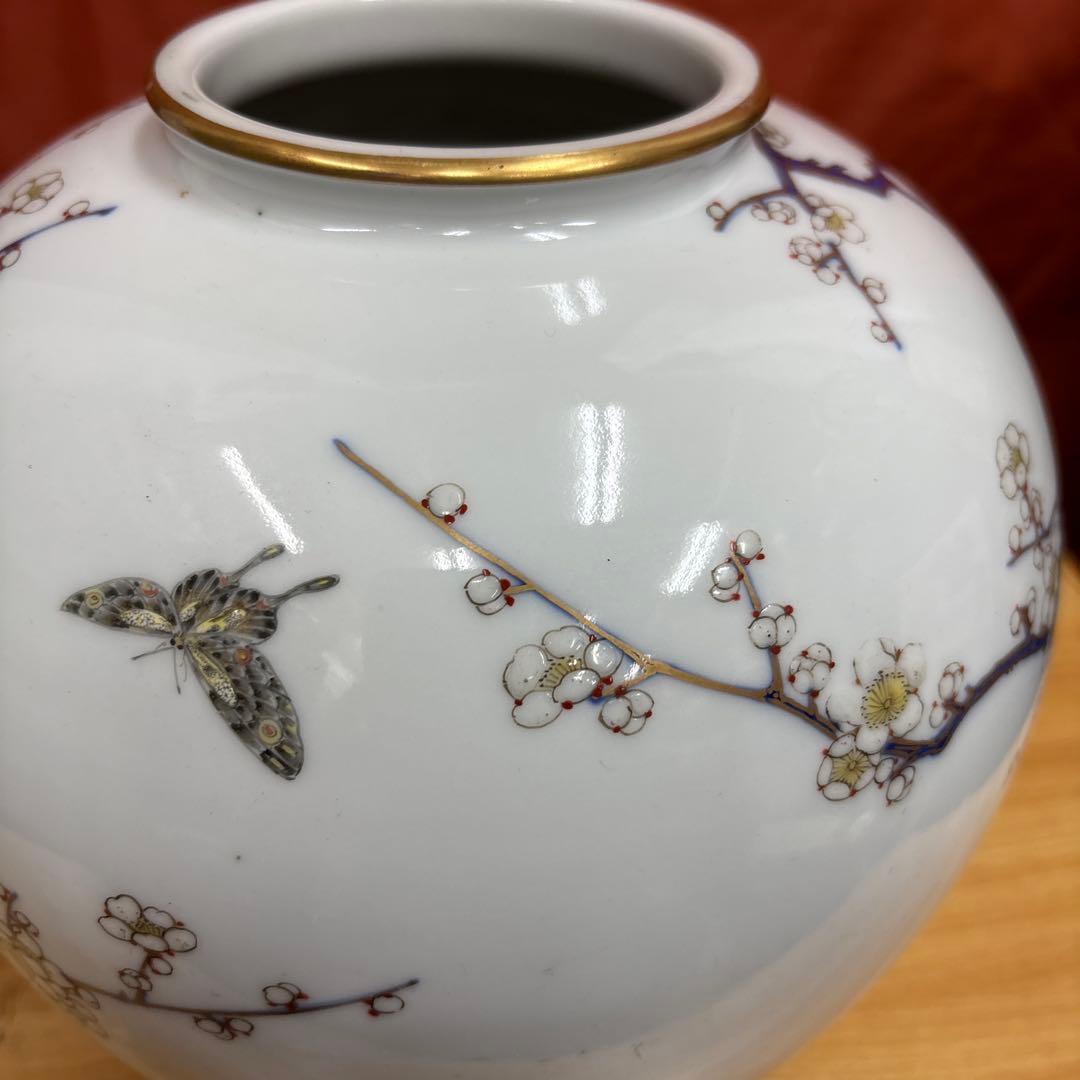 オールド 香蘭社 金彩 花鳥 鴛鴦 おしどり 花瓶