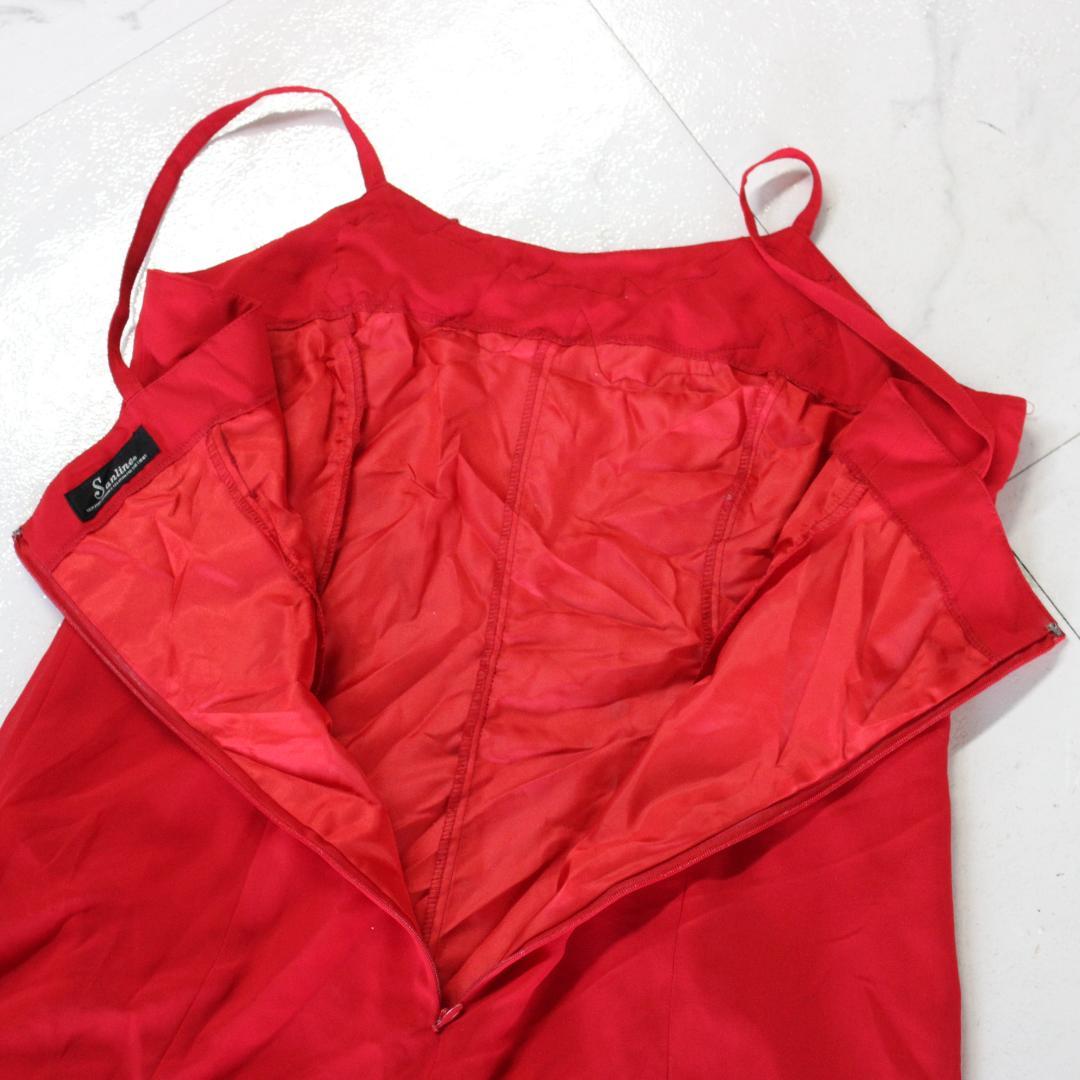【美品 社交ダンス衣装】ワンピース ドレス Sanline 赤 派手 シンプル