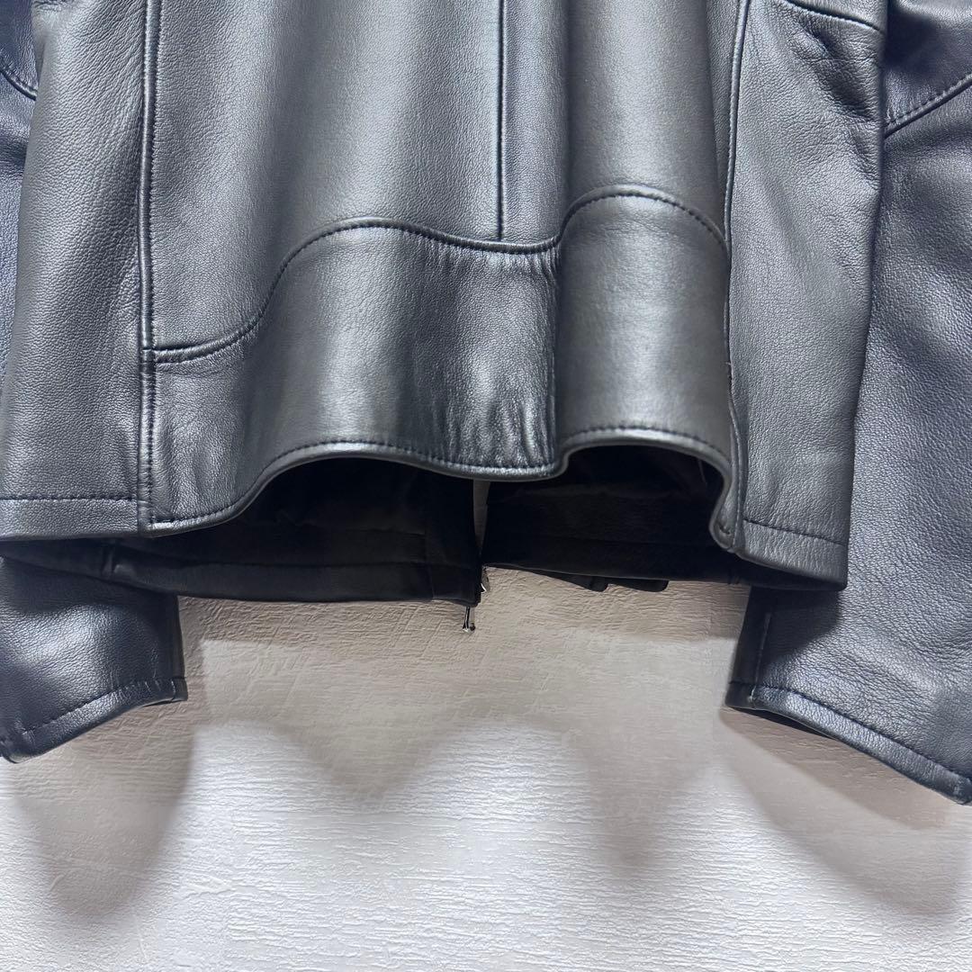 ビューティー＆ユース ブラック ラムレザー シングルライダースジャケット