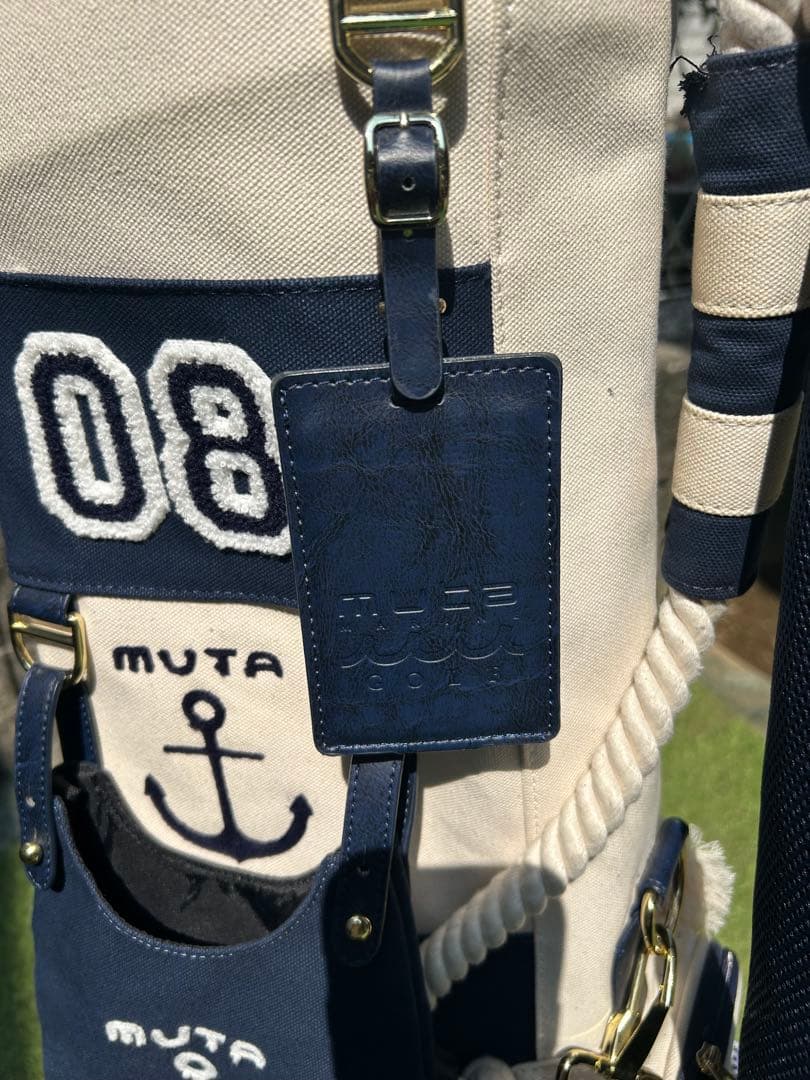 MUTA MARINE GOLF ボーダー柄 帆布製 ホワイト×ネイビー