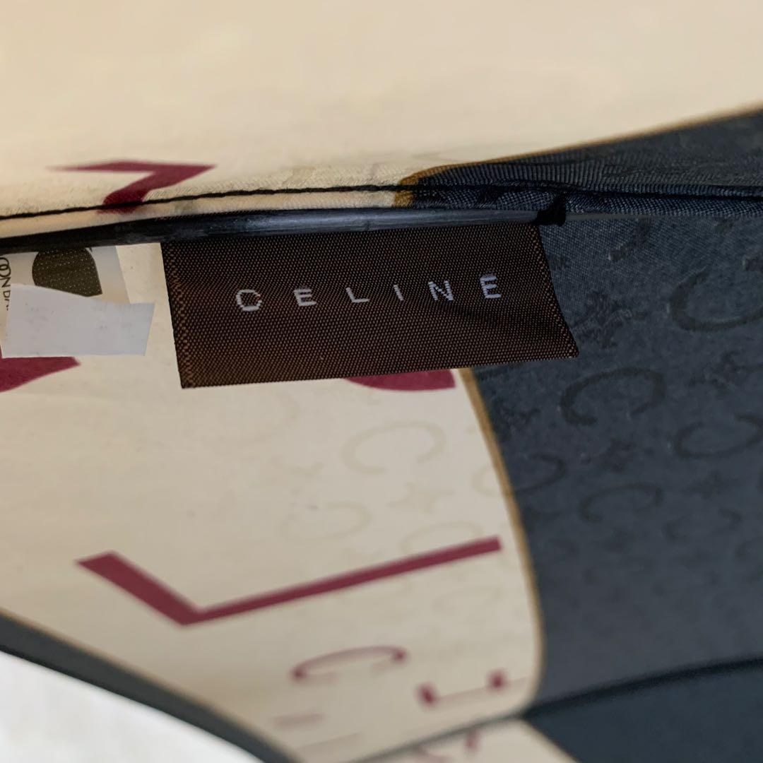 超希少✨セリーヌ 傘 総柄 トリオンフ マカダム ロゴ 軽量 ゴールド ブラック