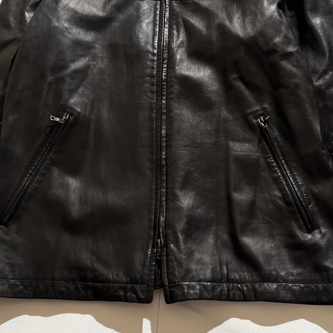 極美品✨ アクアスキュータム ラムレザー ブルゾン ジャケット 羊革 ブラック