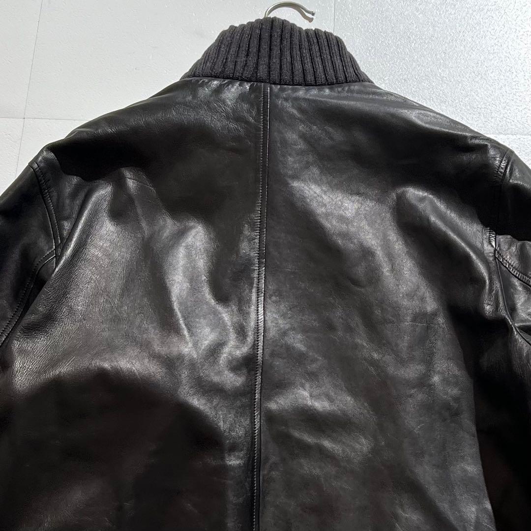 極美品✨ アクアスキュータム ラムレザー ブルゾン ジャケット 羊革 ブラック