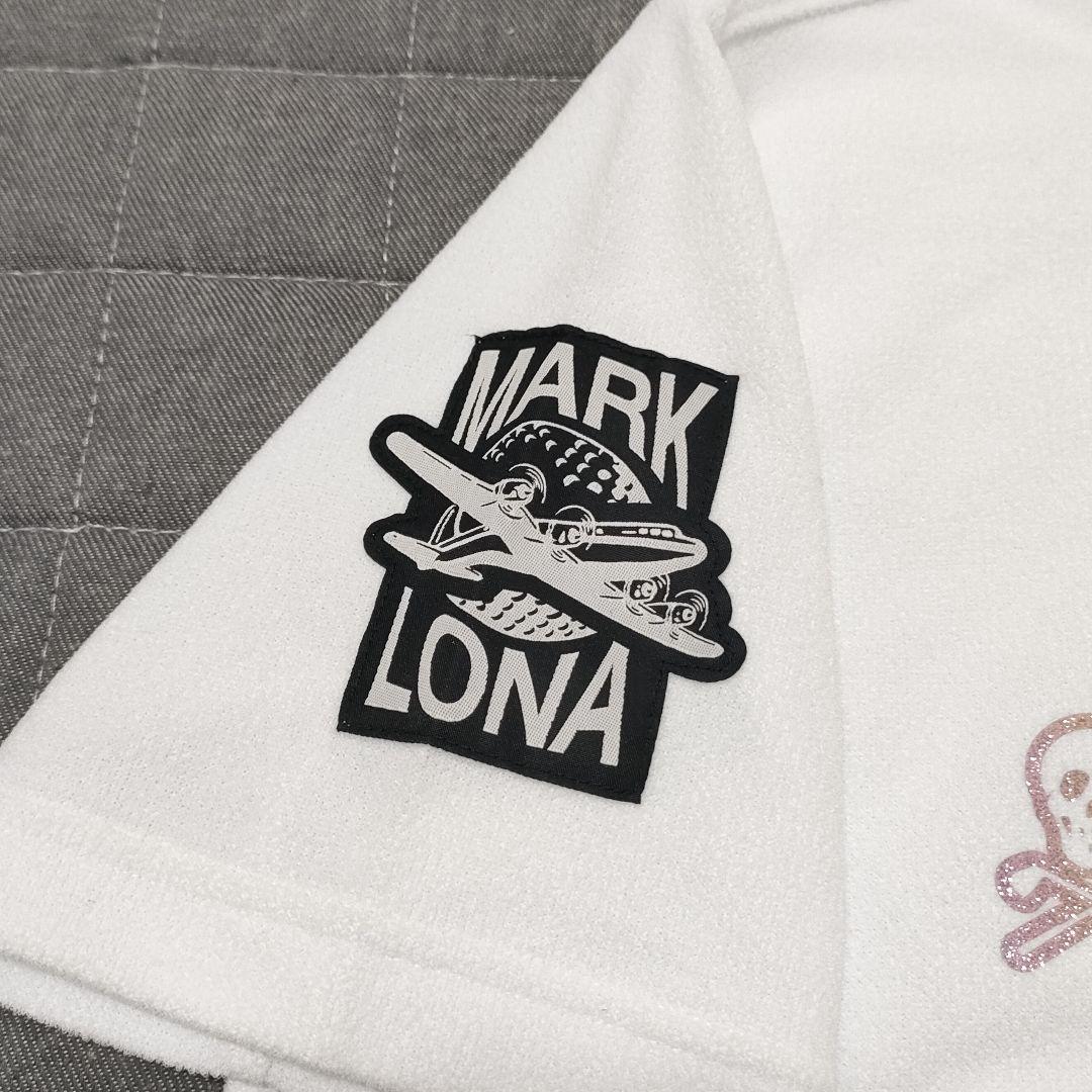 【美品】マークアンドロナ　ハイネック半袖シャツ　ラメロゴ　パイル　ホワイト　40