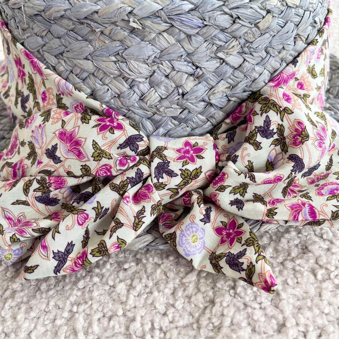 CA4LA 花柄スカーフ付き中折れハット サックス